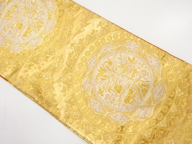 JAPANESE KIMONO / ANTIQUE FUKURO OBI / SILK / WOVEN FLOWER CREST